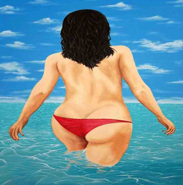 Back View Woman in Water