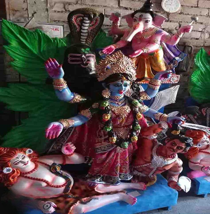 Divine Kali Idol with Lord Ganesha and Shivling-1