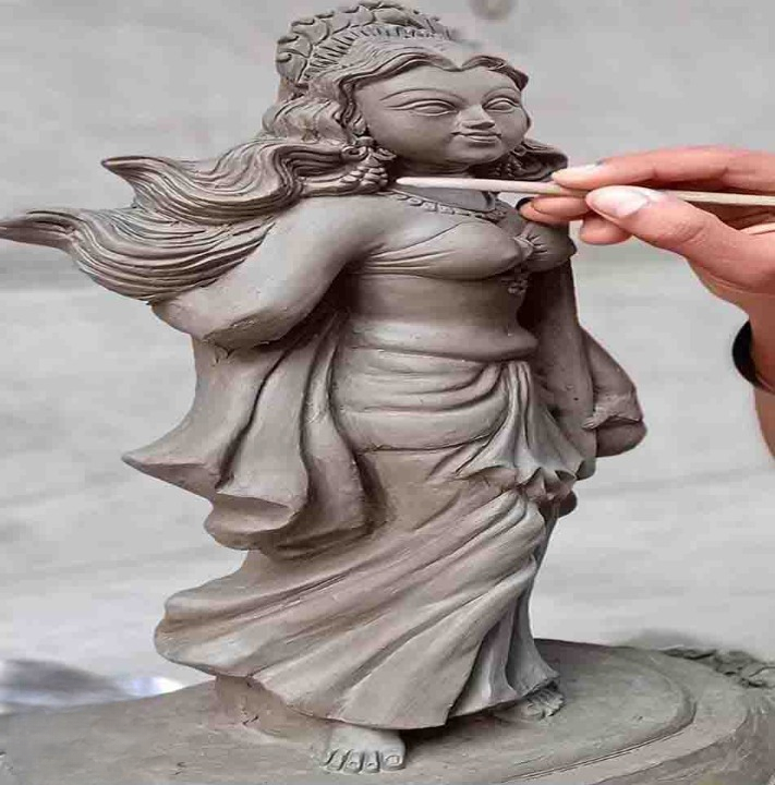 Handmade Clay Sculpture of a Goddess in Progress-1