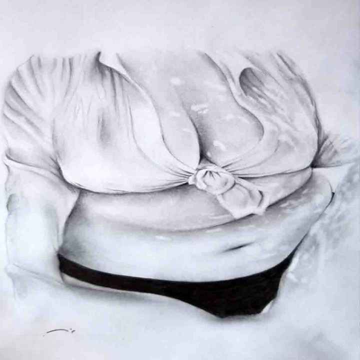 Monochrome Female Torso Sketch Art
