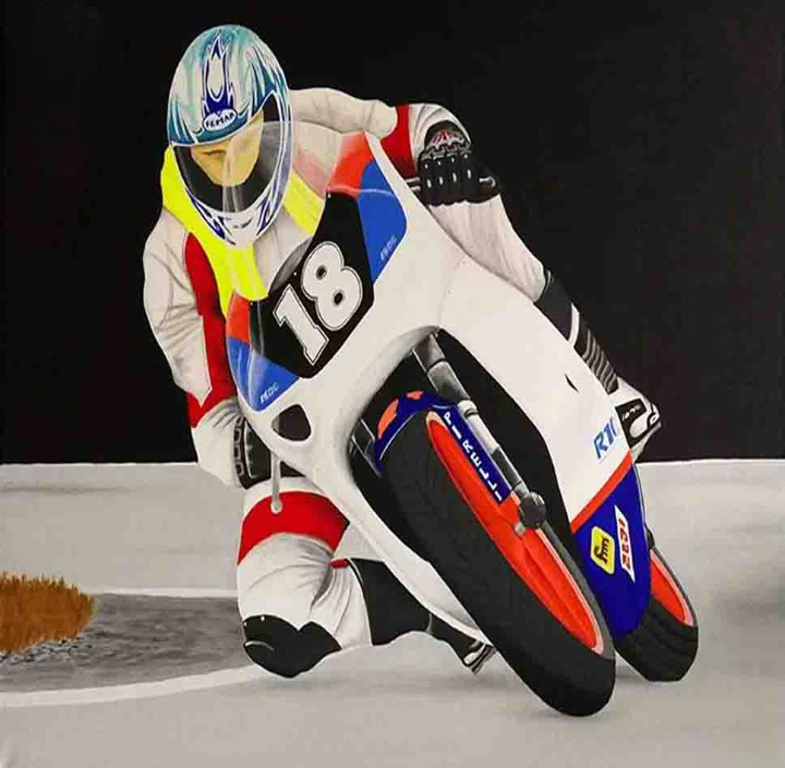 Motorcycle Racer Leaning Into Turn