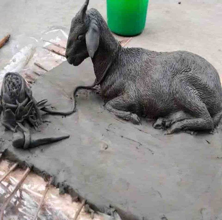 Realistic Clay Goat Sculpture-1