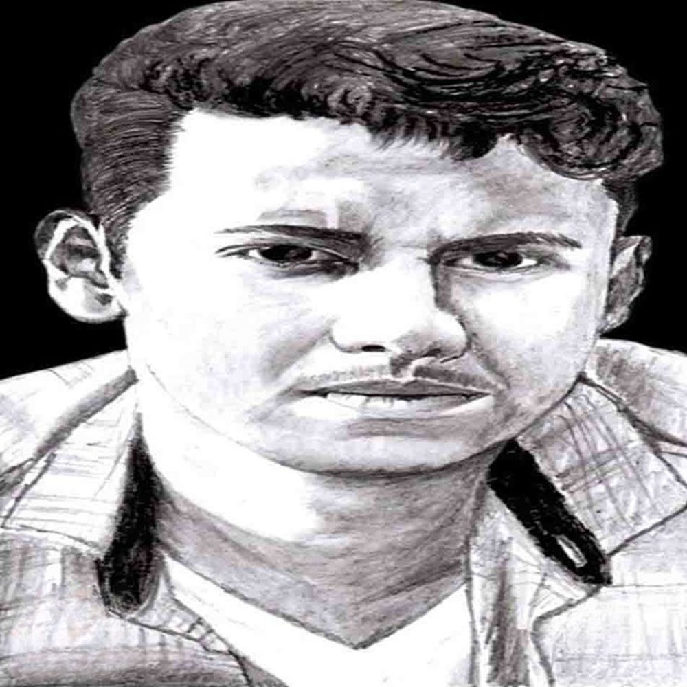 Realistic Male Pencil Portrait Sketch with Black Background-1