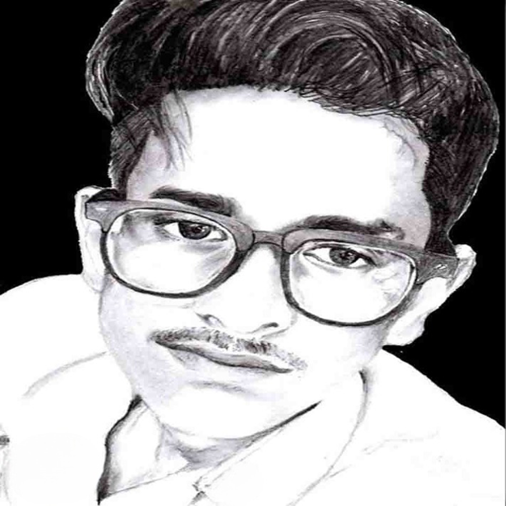 Realistic Male Portrait with Glasses Pencil Sketch Art-1