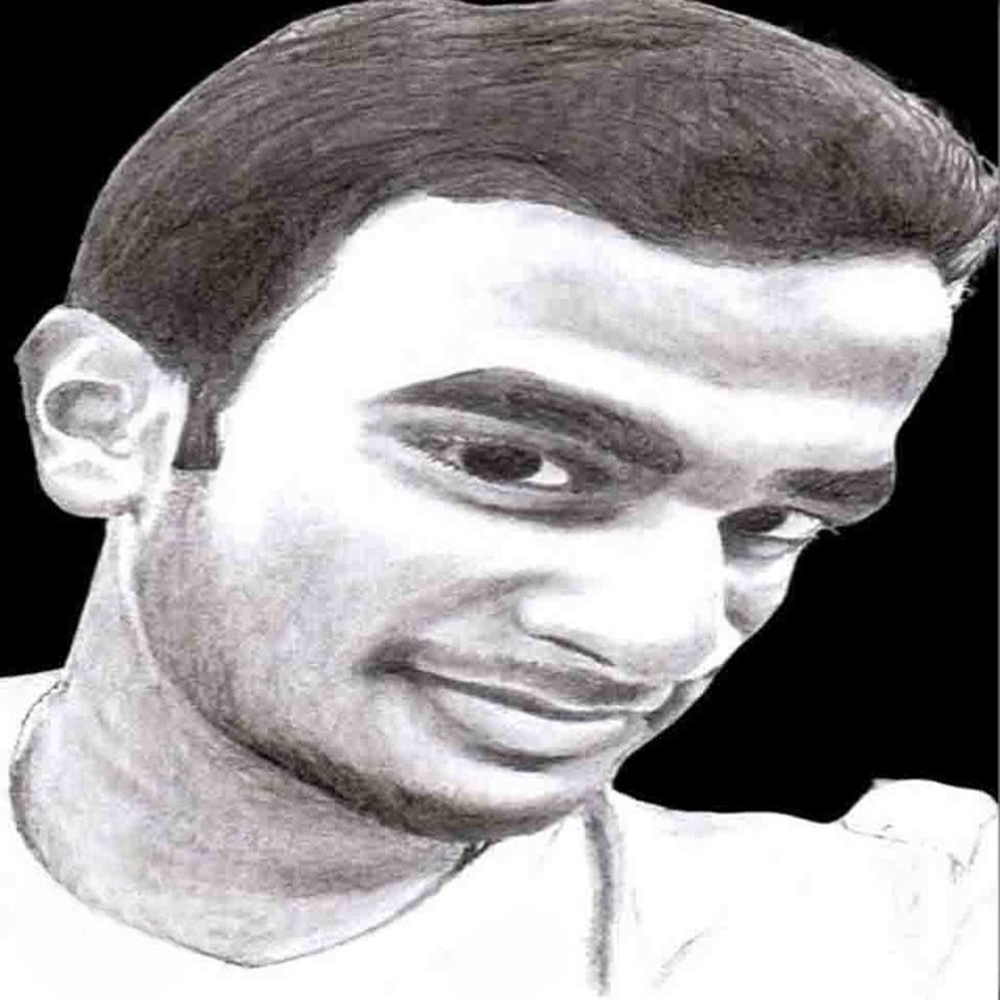 Realistic Male Side Portrait Pencil Sketch with Dark Background-1