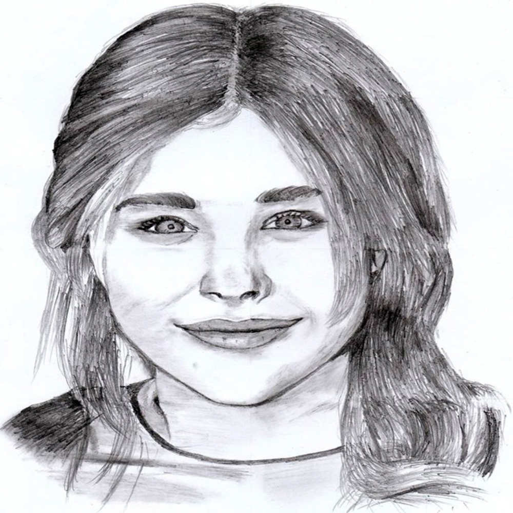 Realistic Young Woman Pencil Portrait with Detailed Shading-1