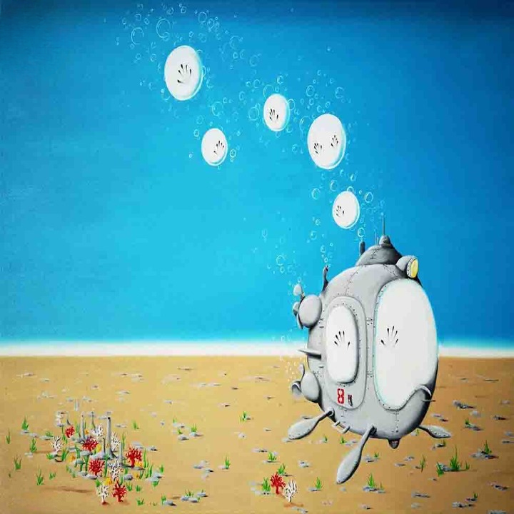 Underwater Submarine with Air Bubbles