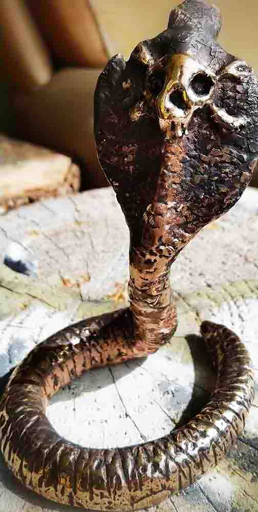 Bronze Skull Cobra Snake Sculpture-1