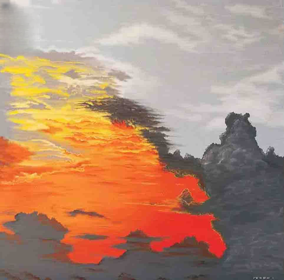 Fiery Sunset Sky Painting-1