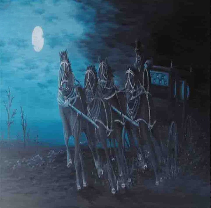 Haunted Carriage Under Full Moon-1
