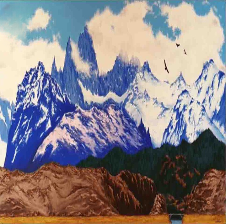 Majestic Snowy Mountains with Birds-1