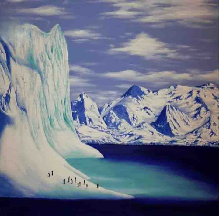 Penguins on Icy Antarctic Landscape-1
